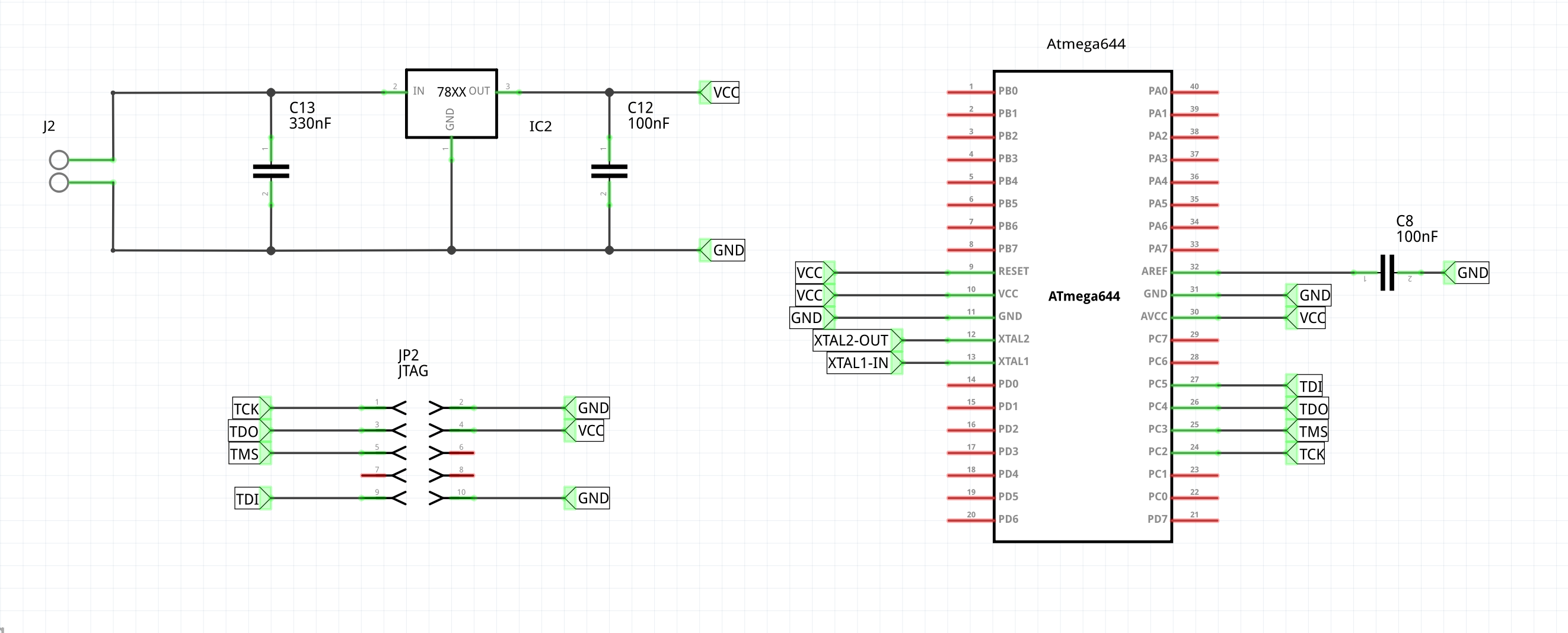 Lo schematico del progetto, con tutti i collegamenti da effettuare con l'atmega
